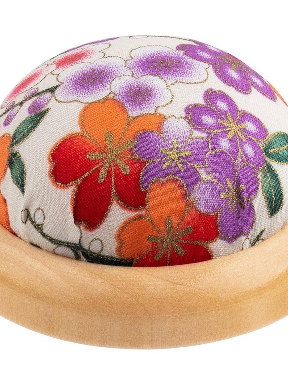 Pin Cushion, Wooden Base Needle Pincushions Japanese Style Round Pin Cushion for